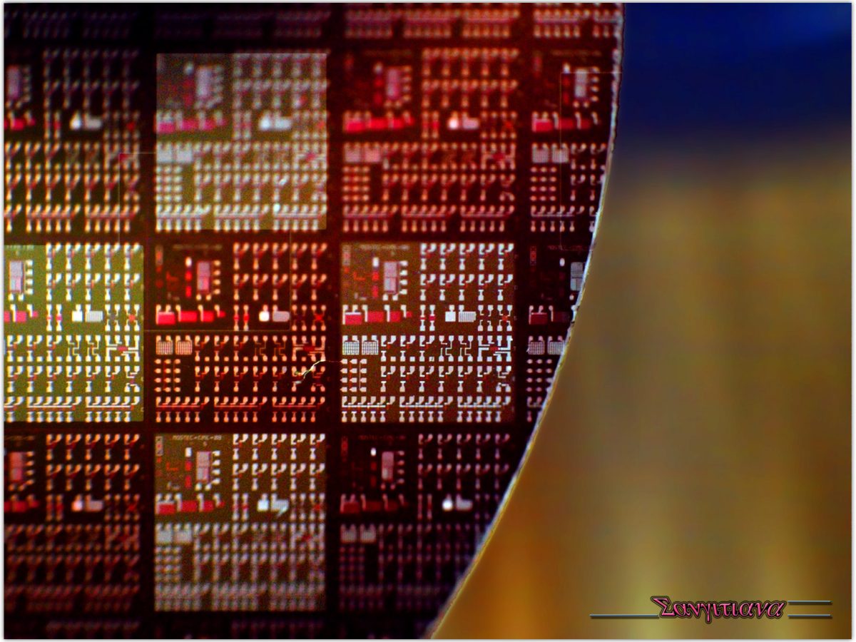Semiconductor silicon wafer with chips