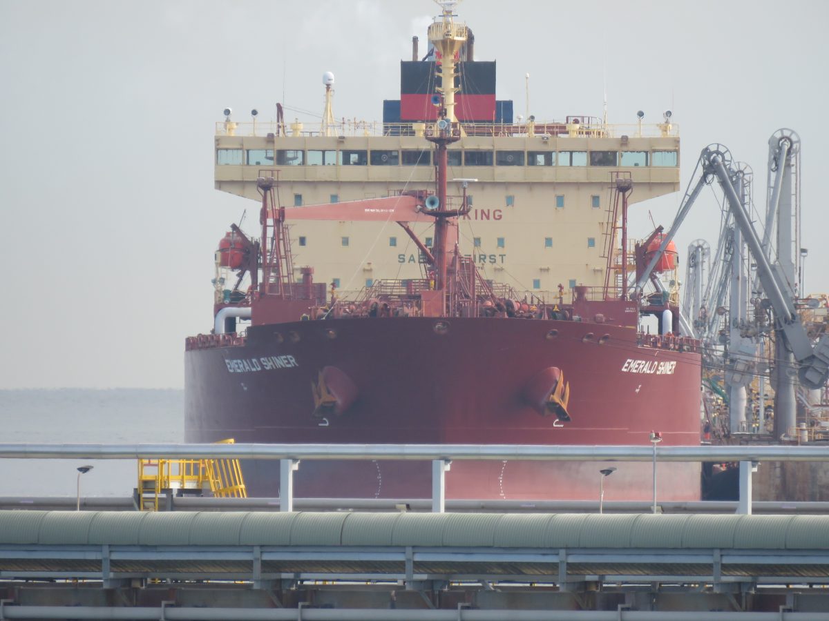 Crude oil tanker at a BP refinery jetty — global oil markets remain under pressure from geopolitical tensions