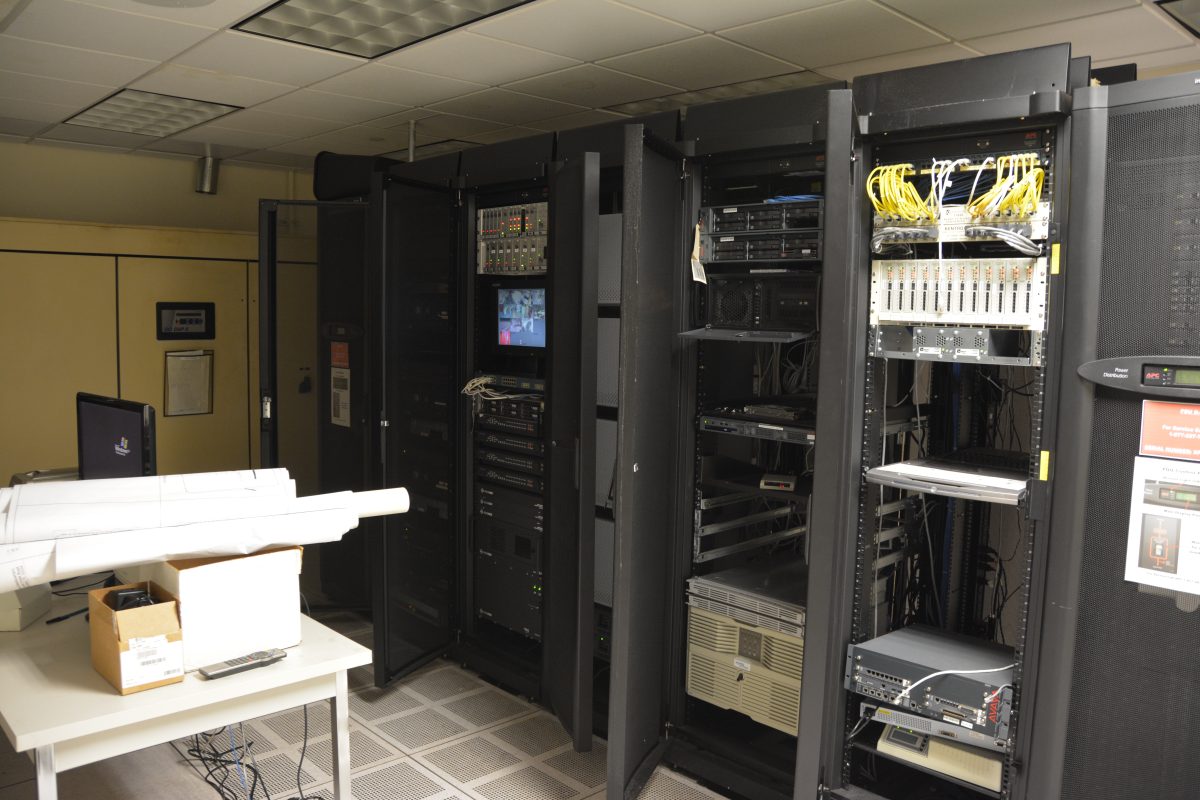 Server racks inside a data center