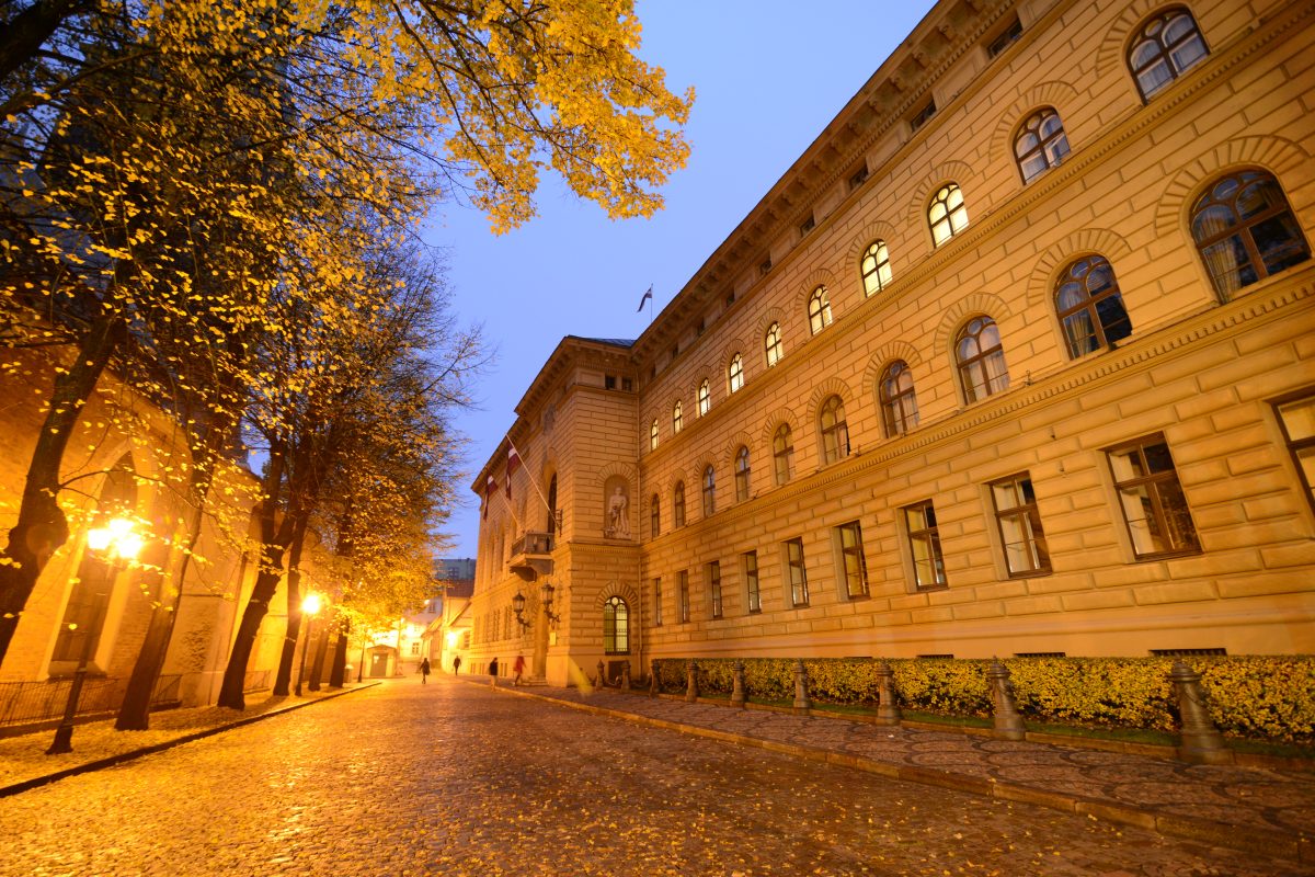 The Latvian Parliament building (Saeima) in Riga, Latvia