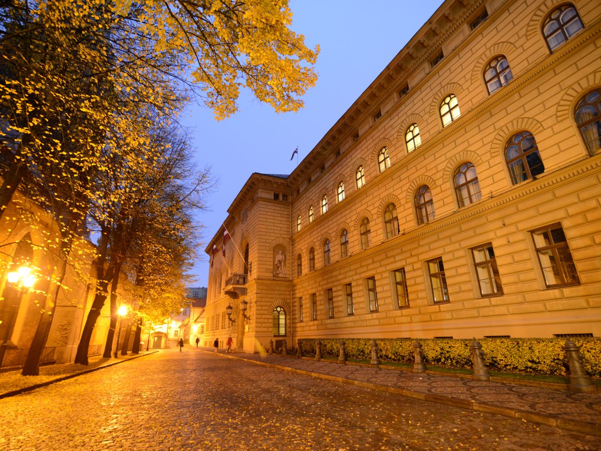 The Latvian Parliament building (Saeima) in Riga, Latvia