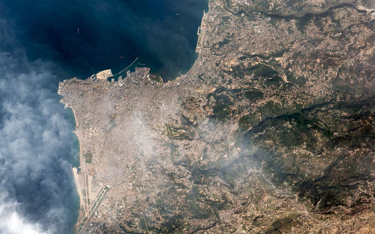 Satellite view of Beirut, Lebanon — site of the unresolved Israel-Hezbollah conflict and stalled ceasefire