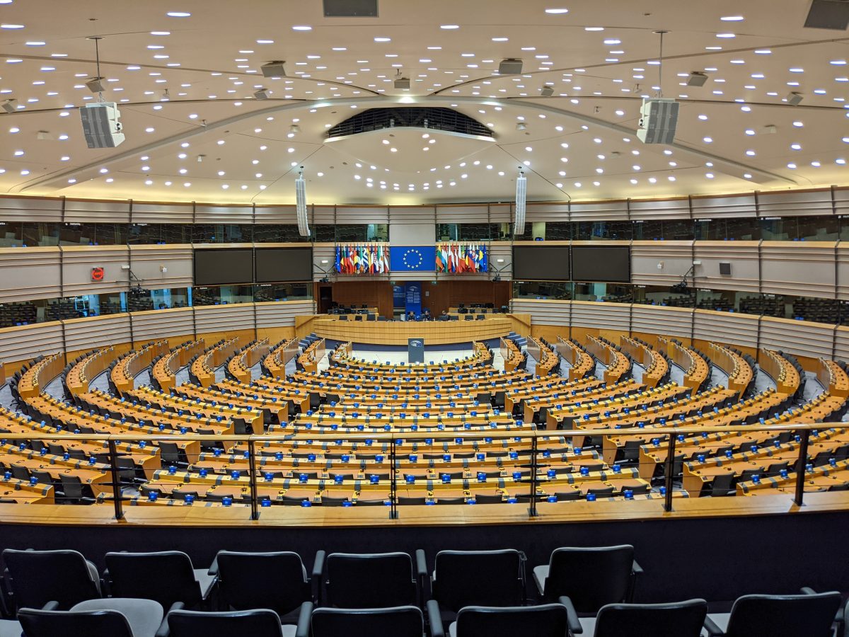 European Parliament hemicycle in Brussels 2024