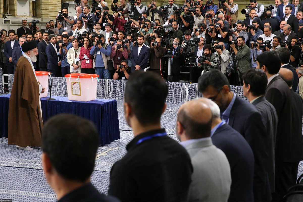 Ali Khamenei voting in the 2017 Iranian presidential election