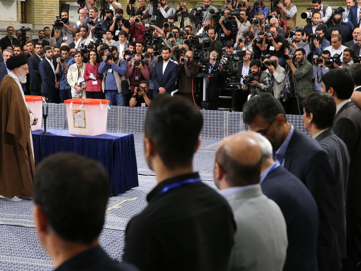 Ali Khamenei voting in the 2017 Iranian presidential election
