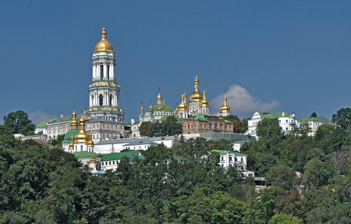 Kyiv Pechersk Lavra monastery complex viewed from the Dnieper River