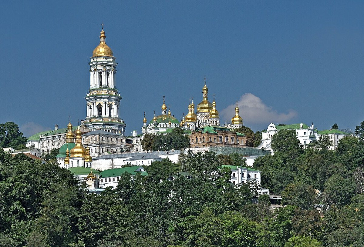 Kyiv Pechersk Lavra monastery complex viewed from the Dnieper River