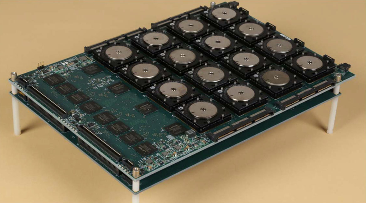 AI chip board with multiple processors mounted on circuit board, representing custom AI accelerator hardware