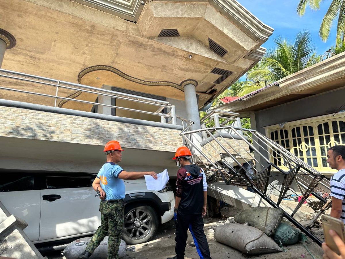 Earthquake damage to buildings in Malapatan, Sarangani province, southern Philippines