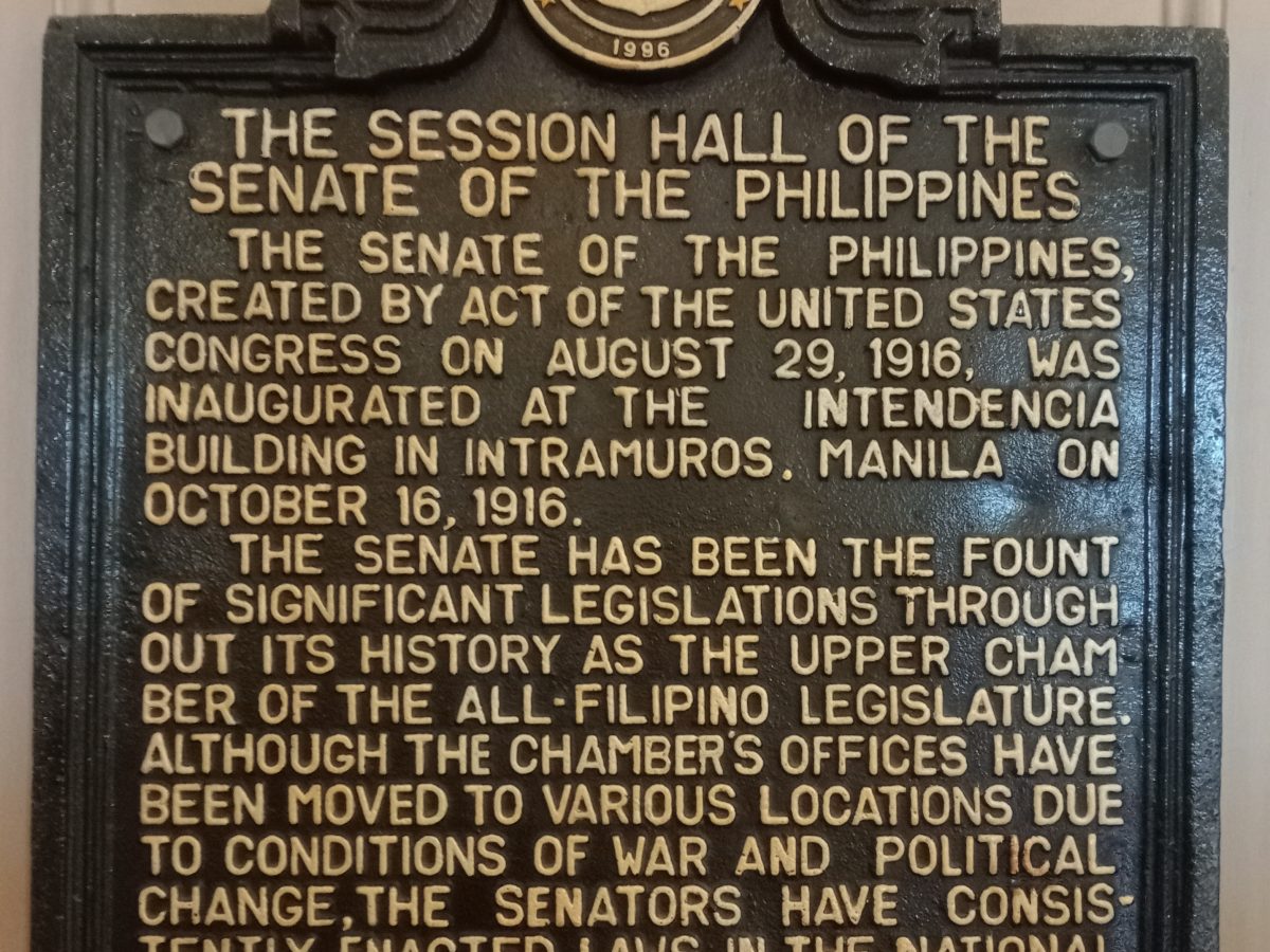 Session Hall marker at the Philippine Senate, Manila
