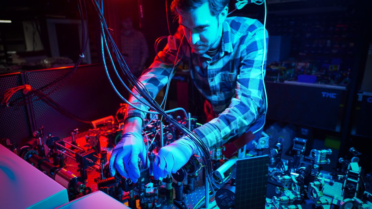 Air Force Research Laboratory scientists working on quantum computing and networking systems