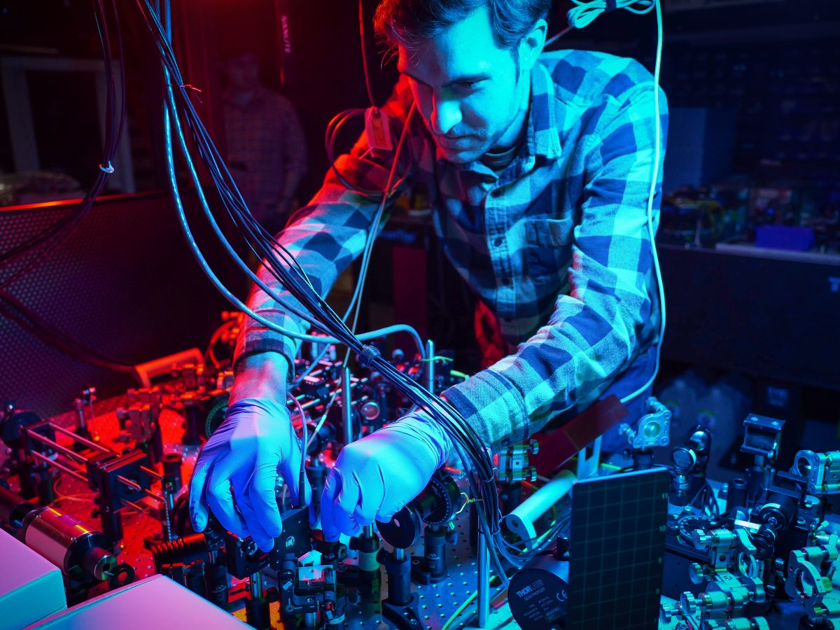 Air Force Research Laboratory scientists working on quantum computing and networking systems