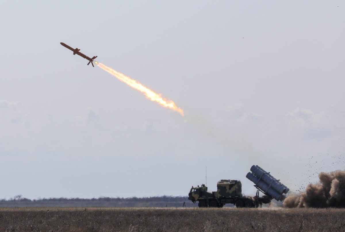 Ukrainian Neptune cruise missile launch at a proving ground