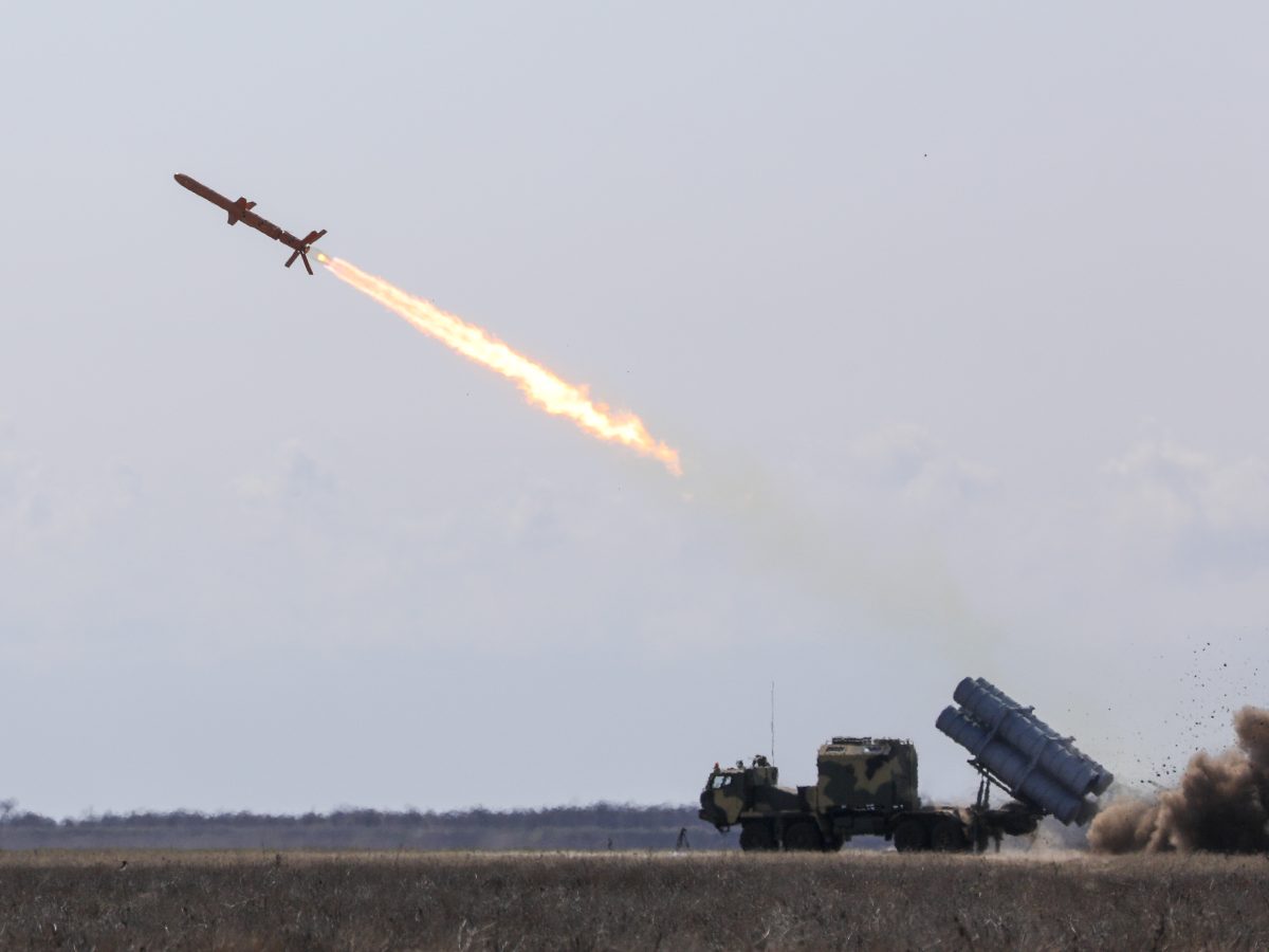 Ukrainian Neptune cruise missile launch at a proving ground