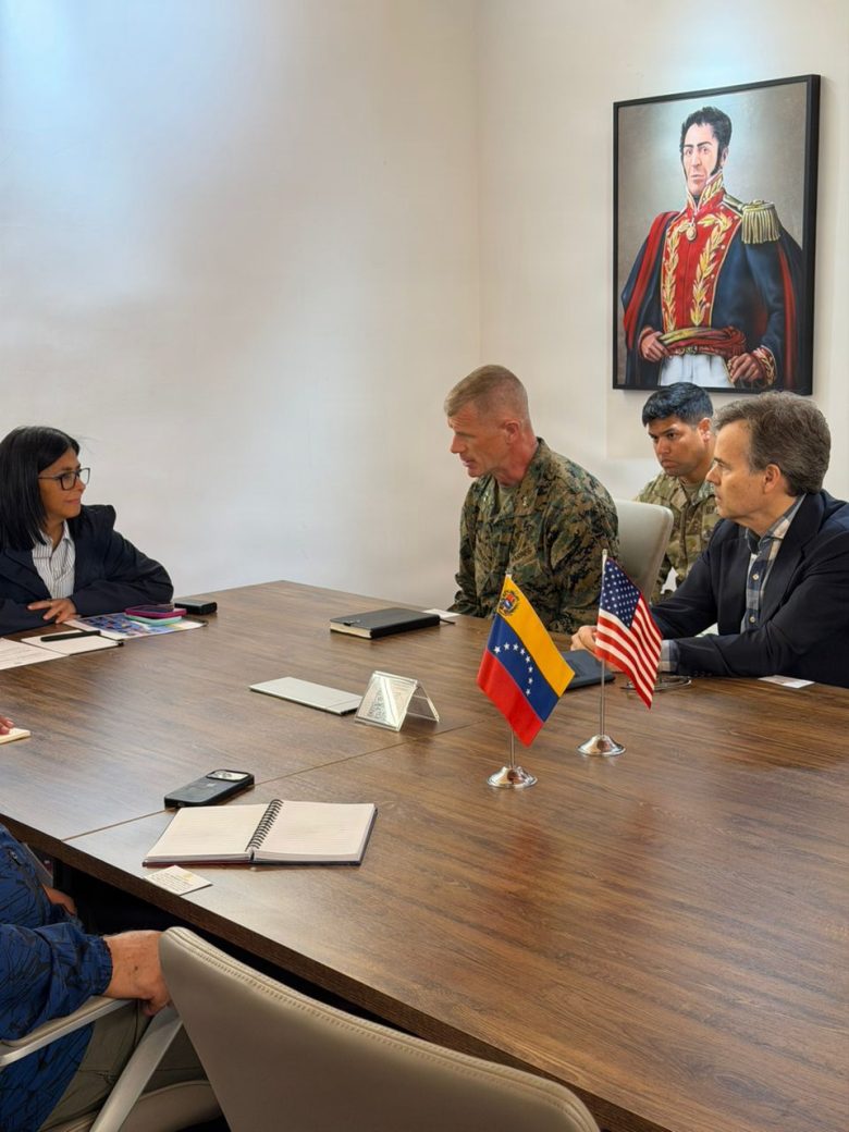 US Marine Corps General Kevin Jarrard meets Venezuelan President Delcy Rodriguez during earthquake relief coordination, June 26 2026