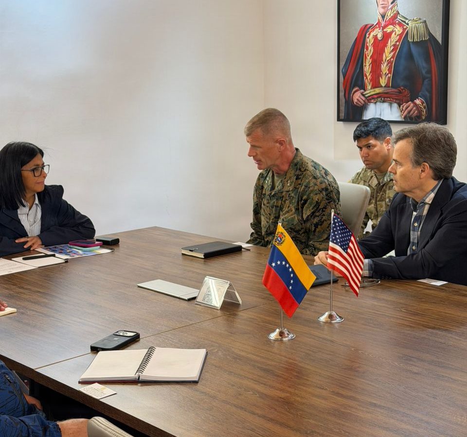 US Marine Corps General Kevin Jarrard meets Venezuelan President Delcy Rodriguez during earthquake relief coordination, June 26 2026