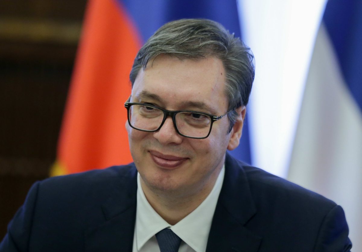Serbian President Aleksandar Vucic at a government meeting in 2019