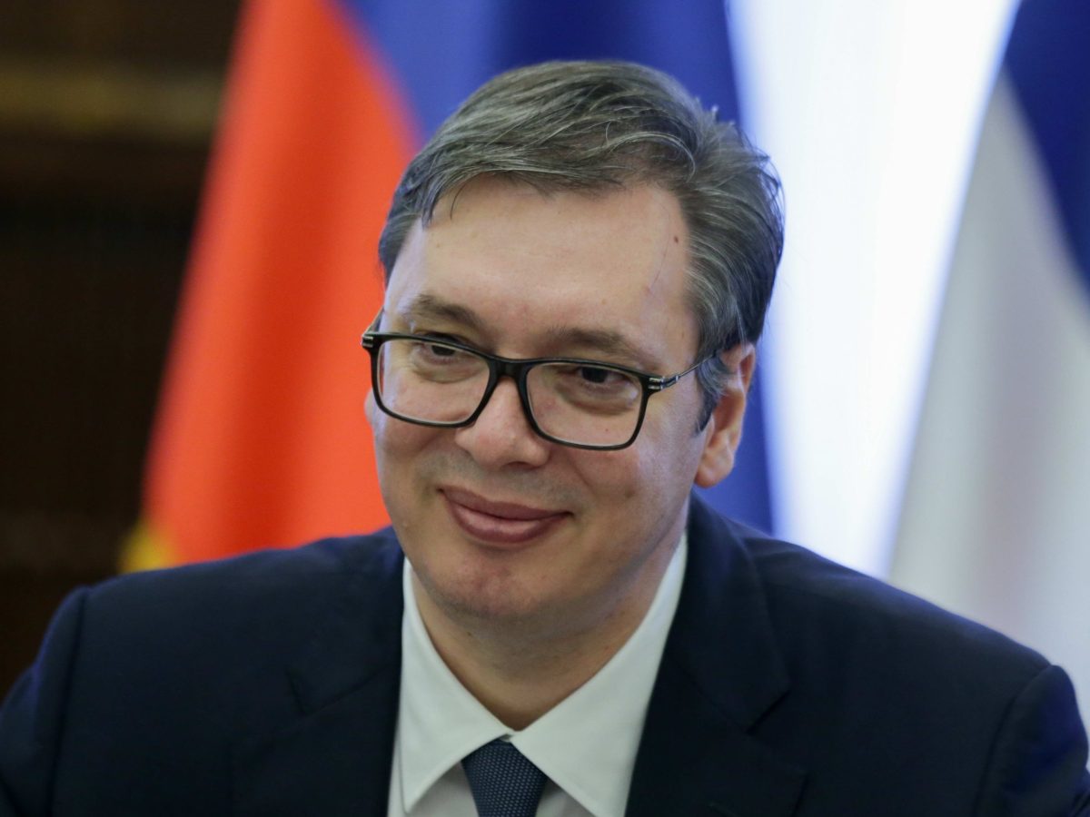 Serbian President Aleksandar Vucic at a government meeting in 2019