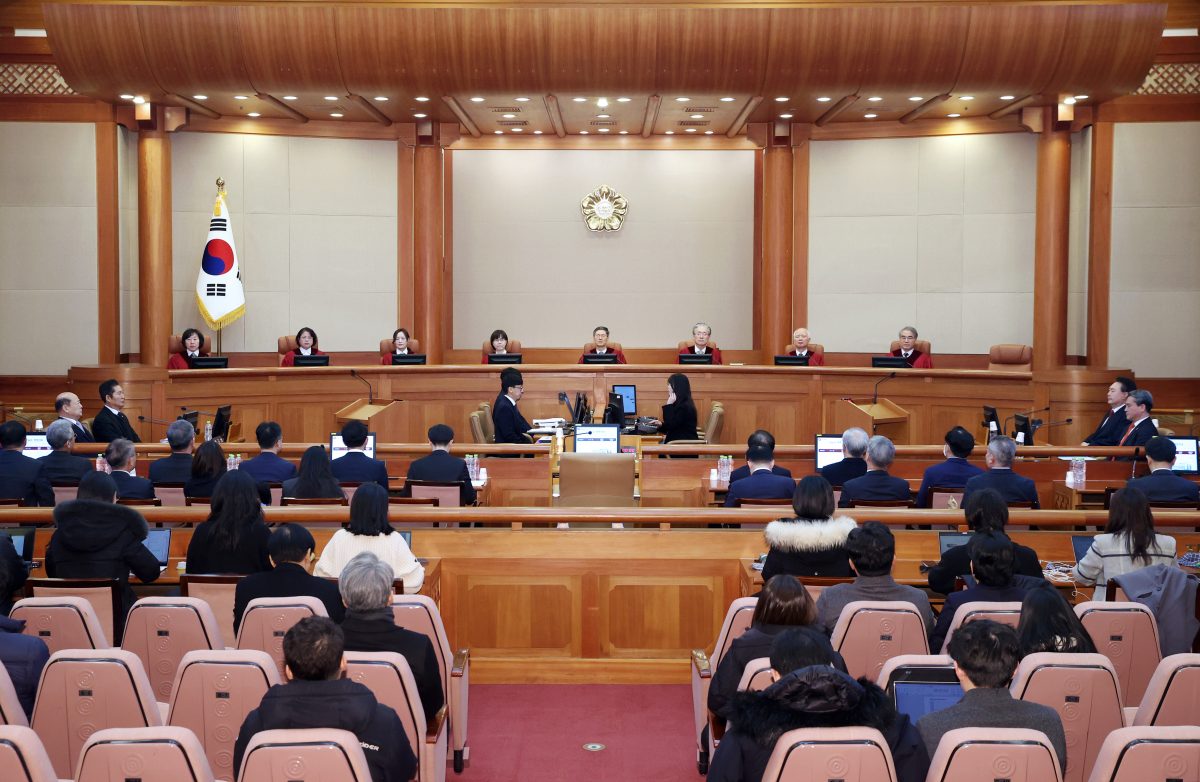 Former South Korean President Yoon Suk Yeol at his impeachment trial at the Constitutional Court