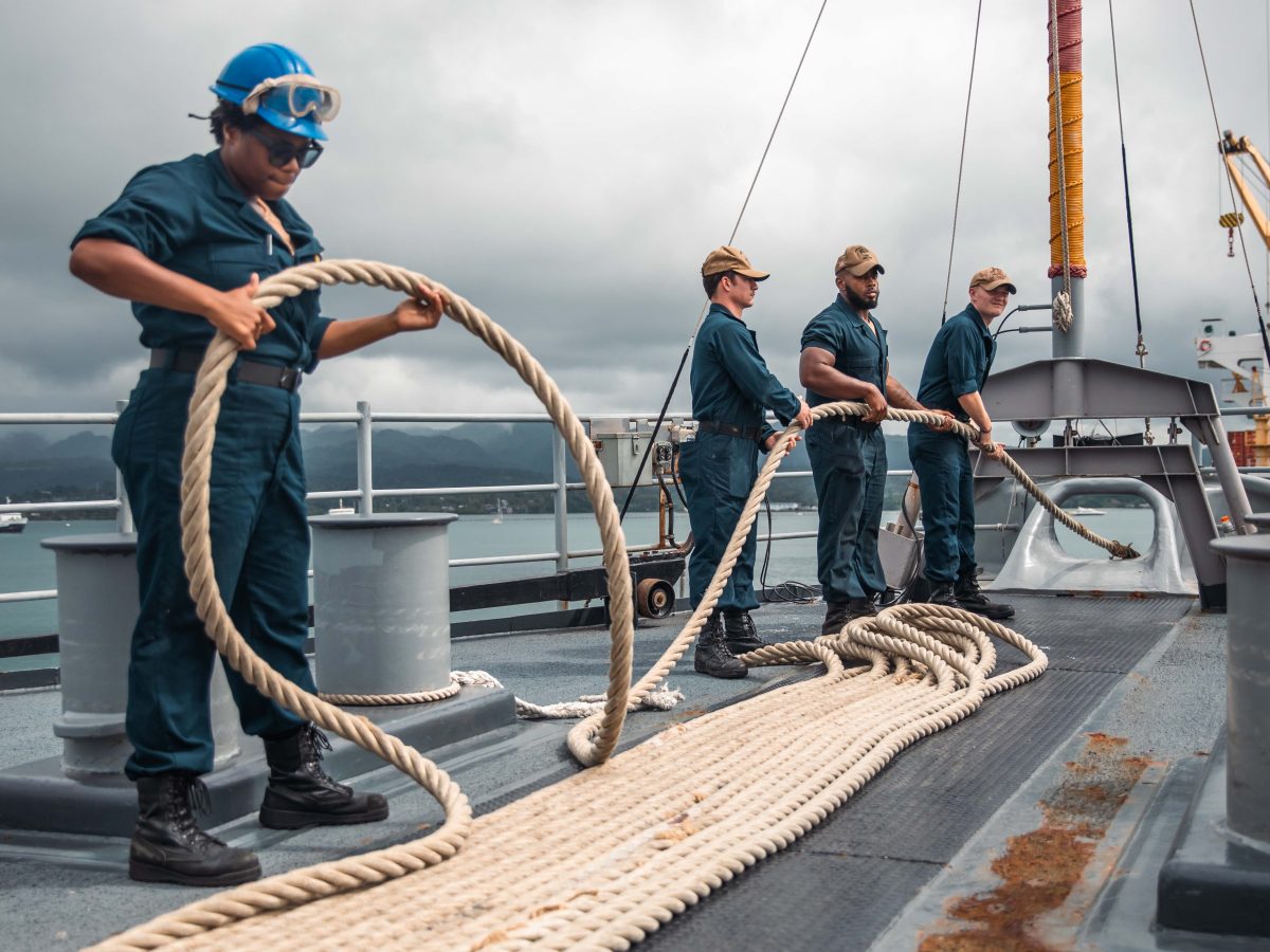 USS Pearl Harbor dock landing ship arrives in Suva, Fiji harbor during Pacific Partnership 2023