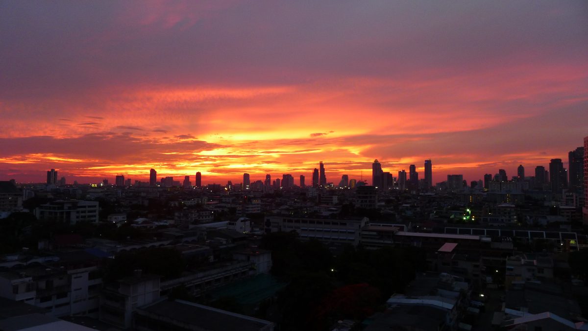 Bangkok city skyline at sunset