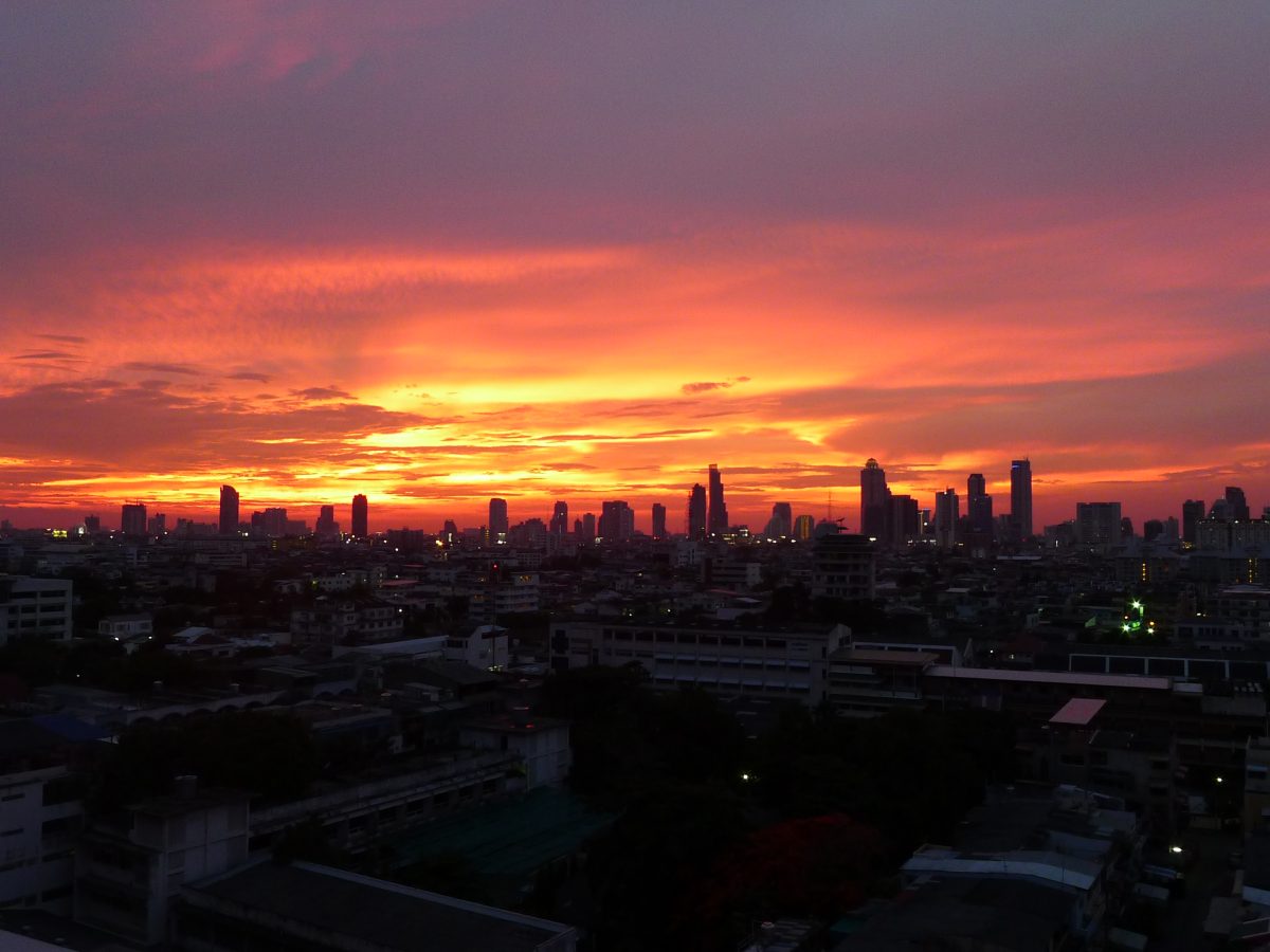 Bangkok city skyline at sunset