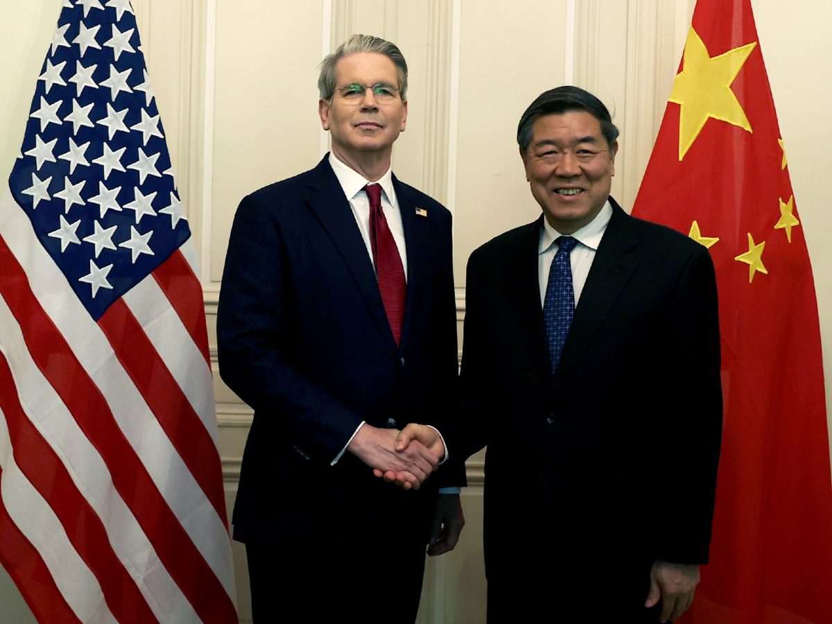 US Treasury Secretary Scott Bessent meeting with Chinese Vice-Premier He Lifeng in Geneva, 2025
