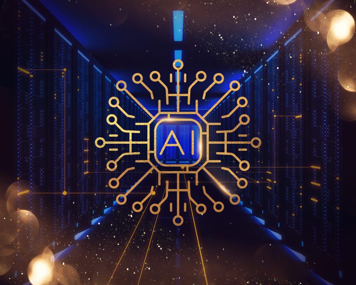 Artificial intelligence concept with neural network and machine learning text