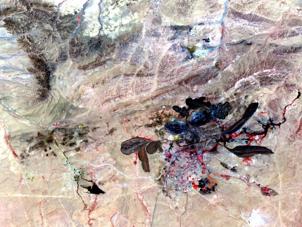Aerial view of the Baiyun Ebo rare earth and iron ore mine in Inner Mongolia, China