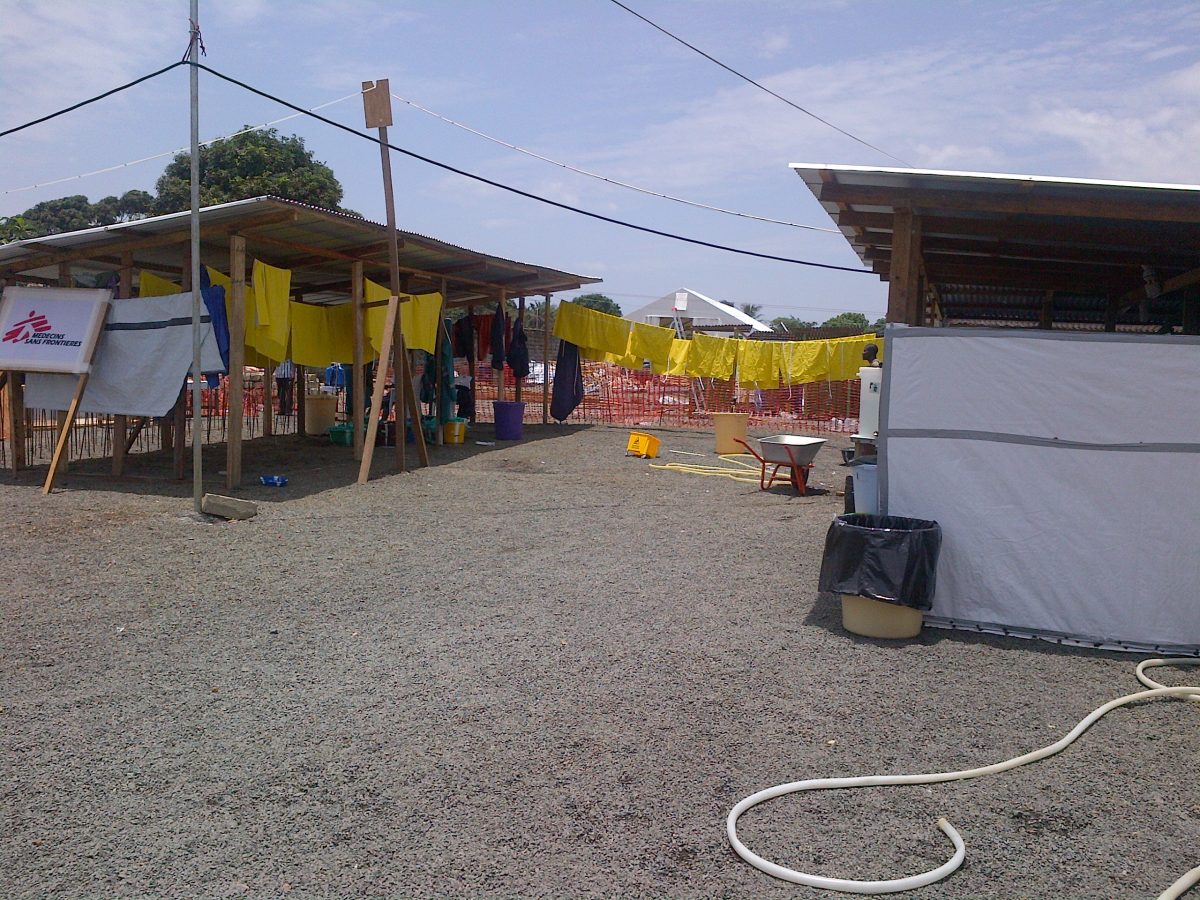 Health workers at an Ebola treatment unit in eastern Congo