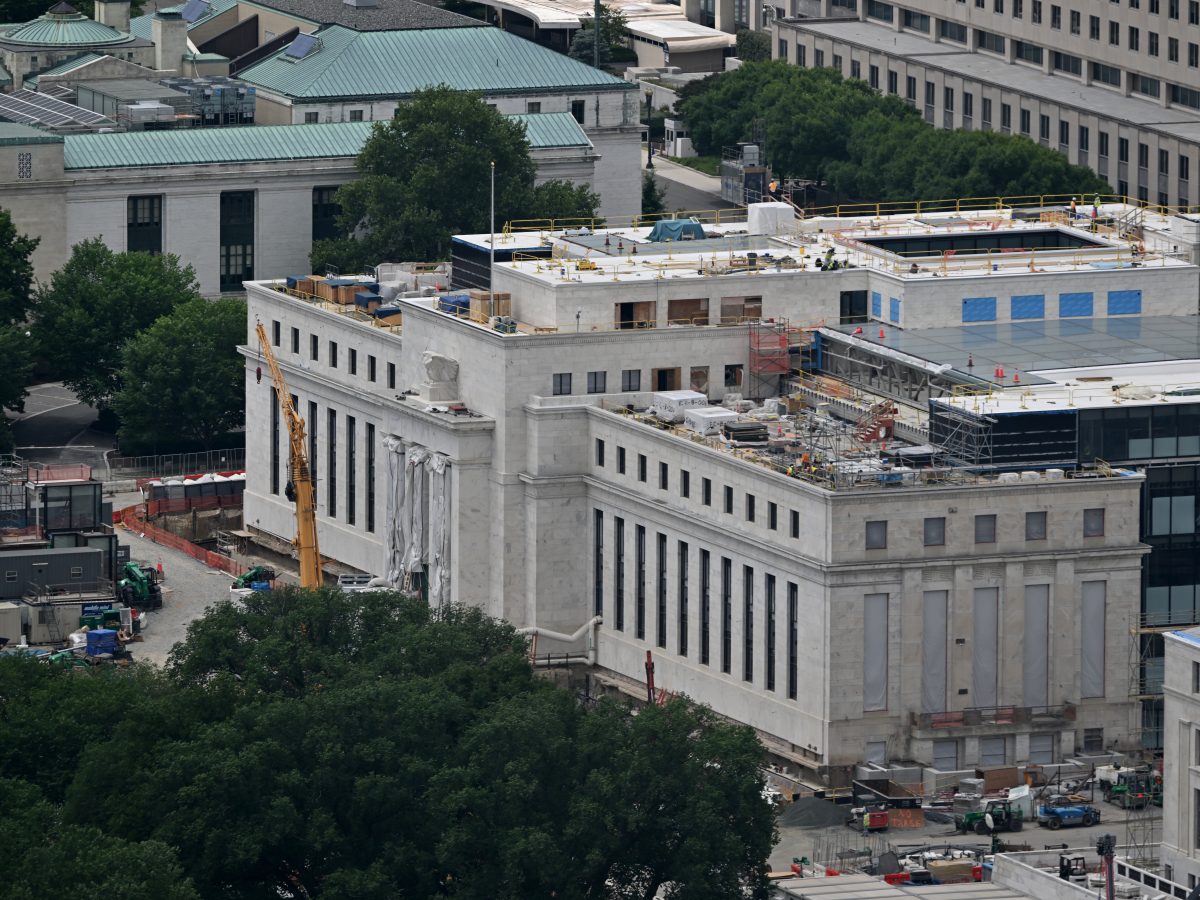 Construction work at the Marriner S. Eccles Federal Reserve Building in Washington DC, June 2026