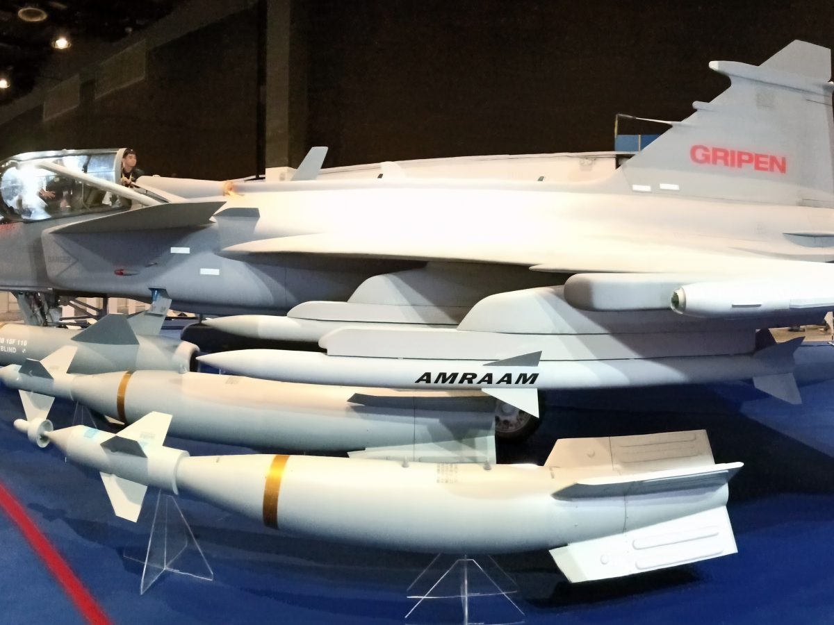 A JAS-39E Gripen multirole fighter aircraft photographed in side view