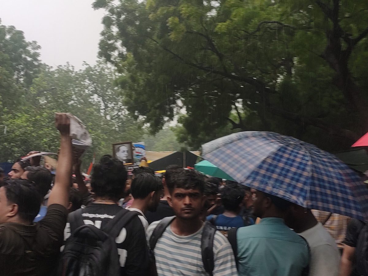Students protesting against the 2026 NEET UG paper leak at Jantar Mantar, New Delhi, July 20, 2026
