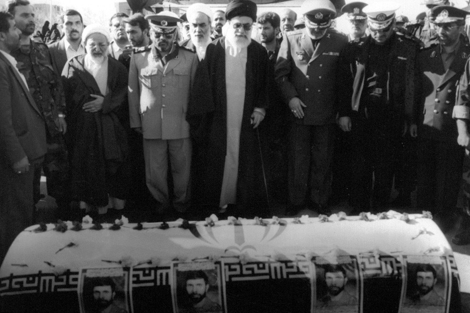 Supreme Leader Ali Khamenei attends a funeral ceremony in Tehran