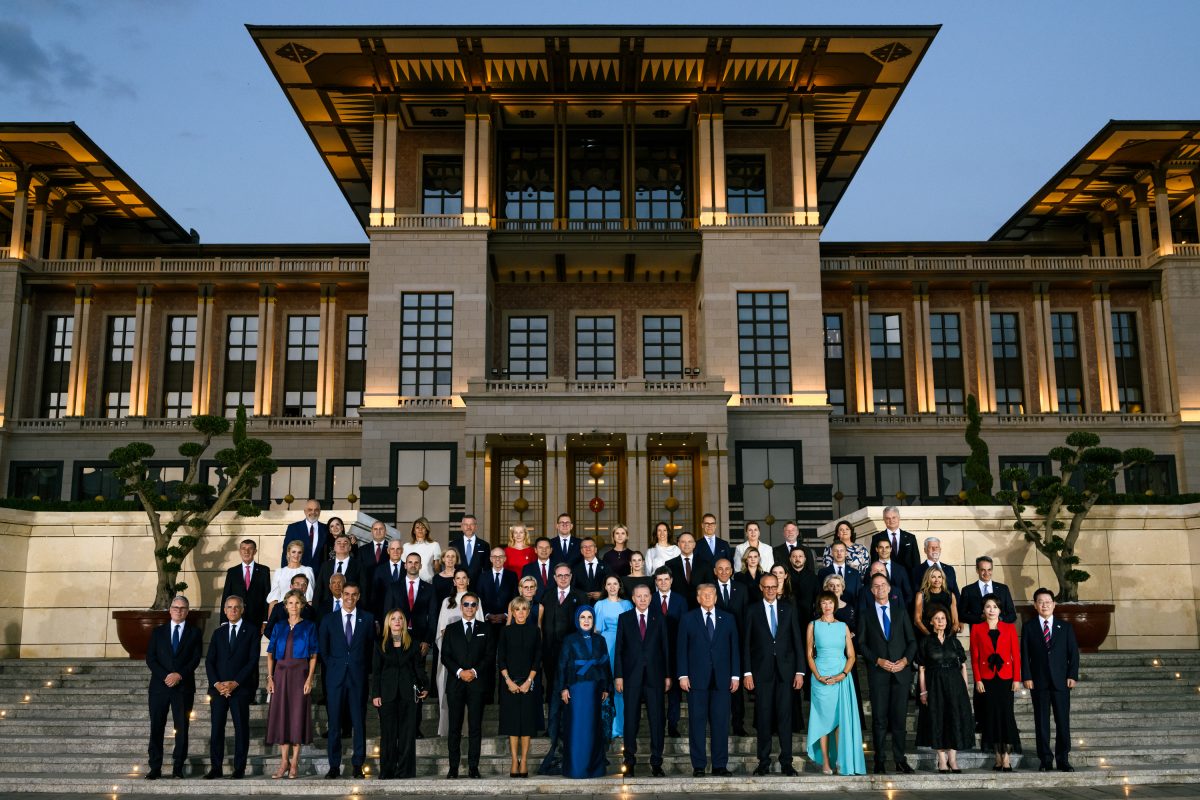 NATO leaders gather for the 2026 Ankara summit family photo at the Presidential Palace in Turkey