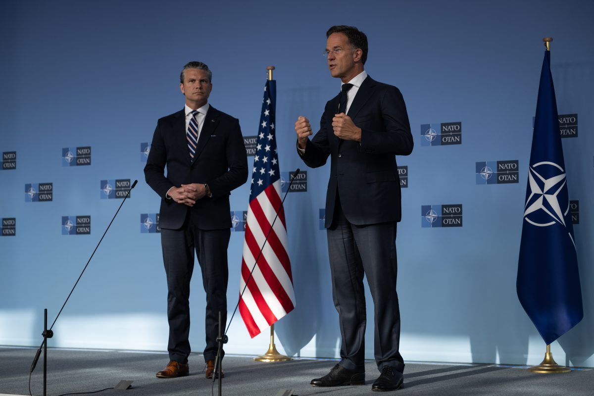 NATO Headquarters in Brussels during a press conference with Secretary of War Pete Hegseth and NATO Secretary General Mark Rutte, June 2026