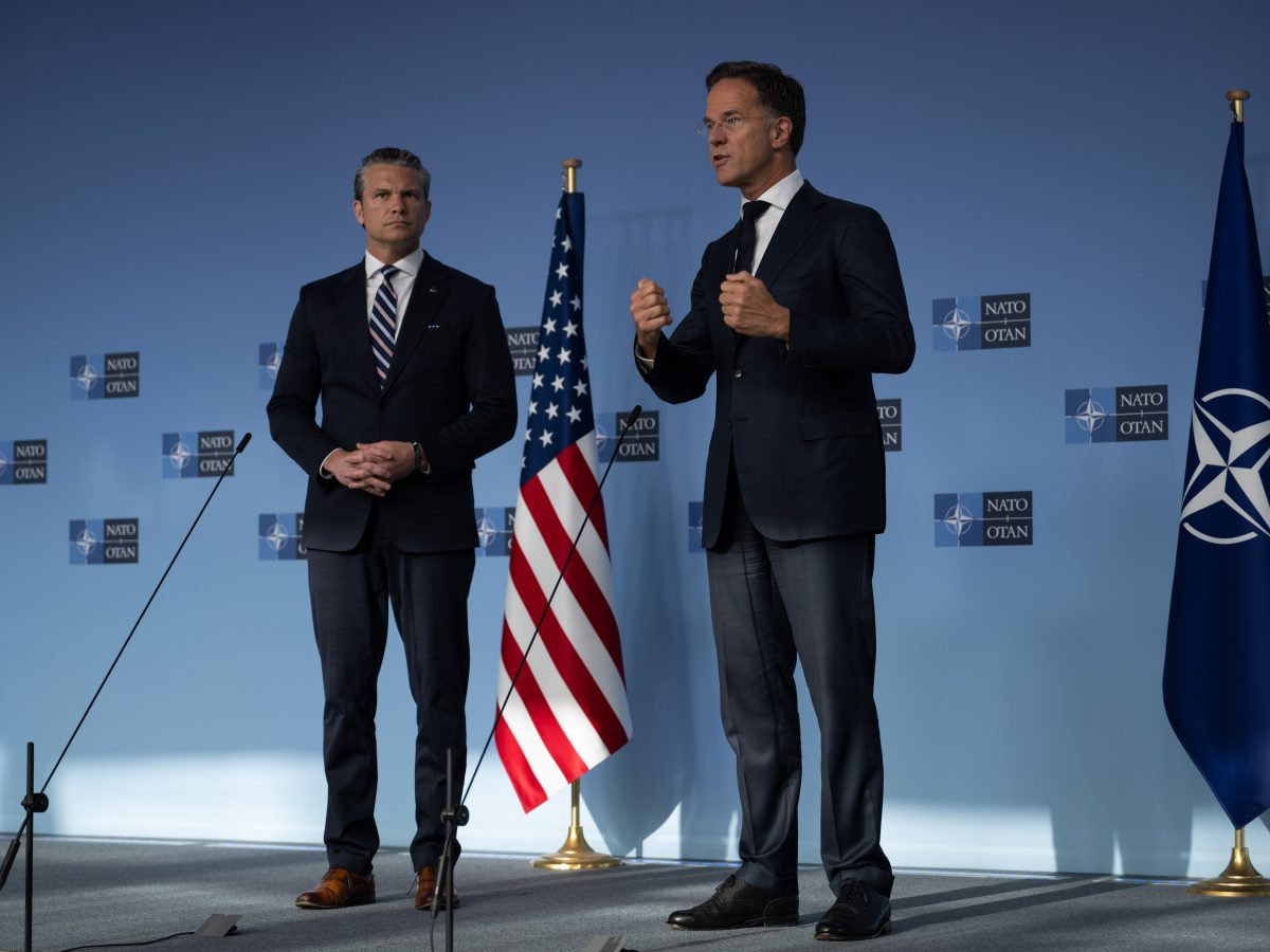 NATO Headquarters in Brussels during a press conference with Secretary of War Pete Hegseth and NATO Secretary General Mark Rutte, June 2026