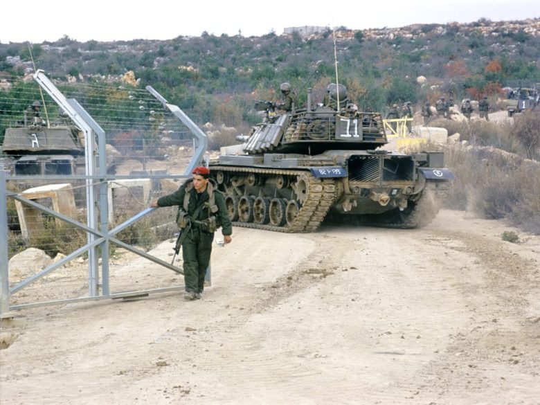 Israeli soldiers patrol along the southern Lebanon security belt near the Israeli border