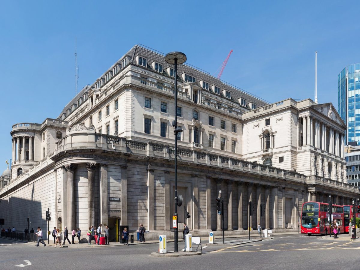 Bank of England building on Threadneedle Street London