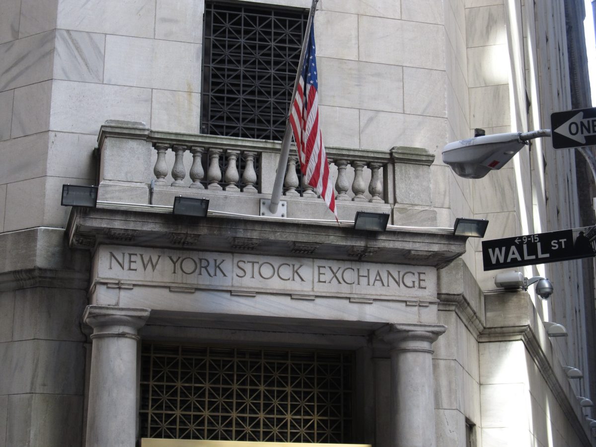 Wall Street and the New York Stock Exchange building in New York City