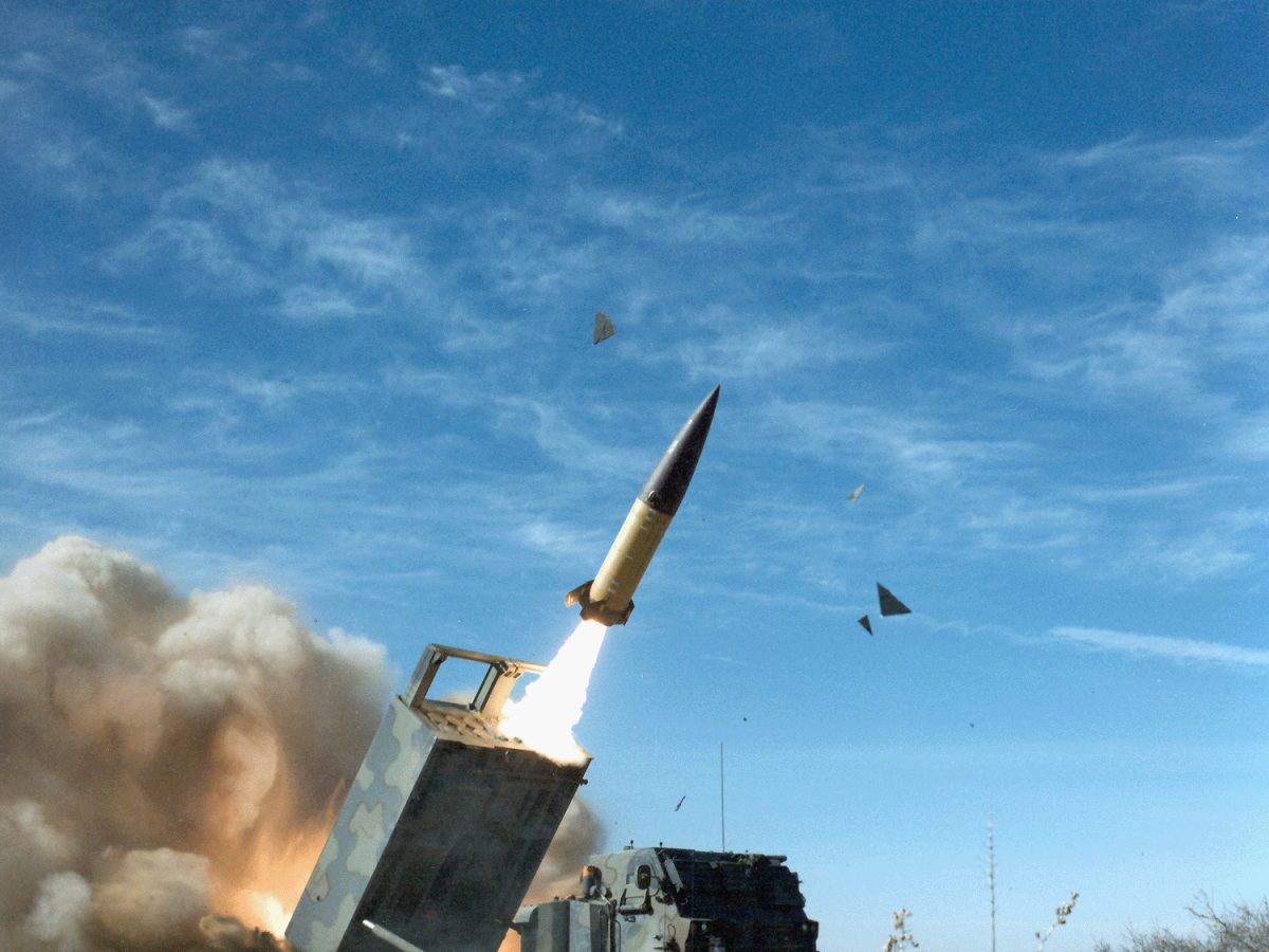 M39 ATACMS Army Tactical Missile System on launch platform