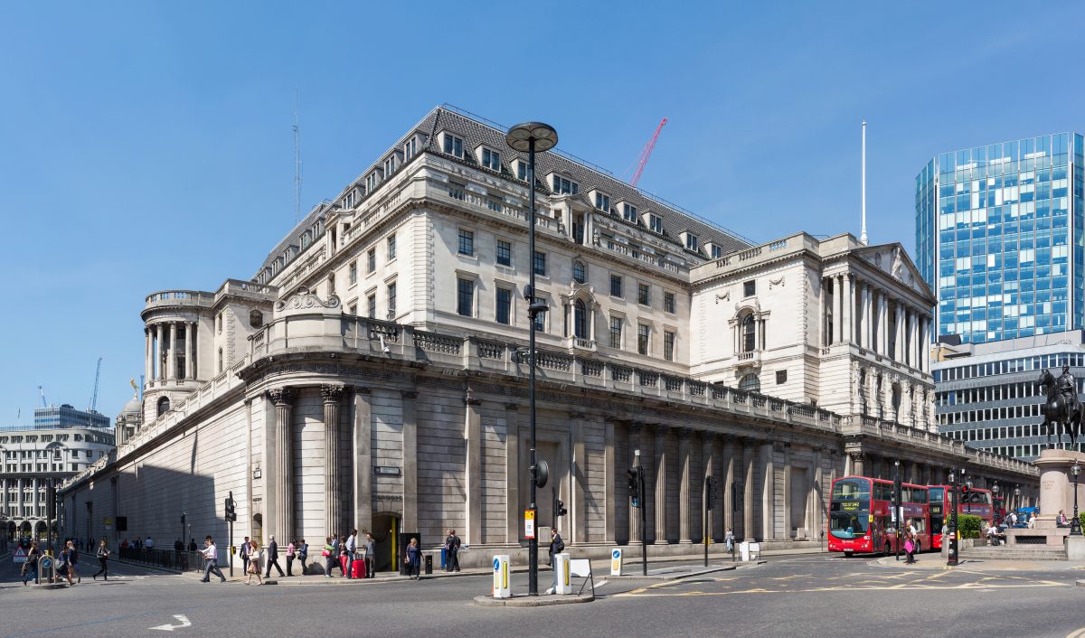 The Bank of England building in the City of London