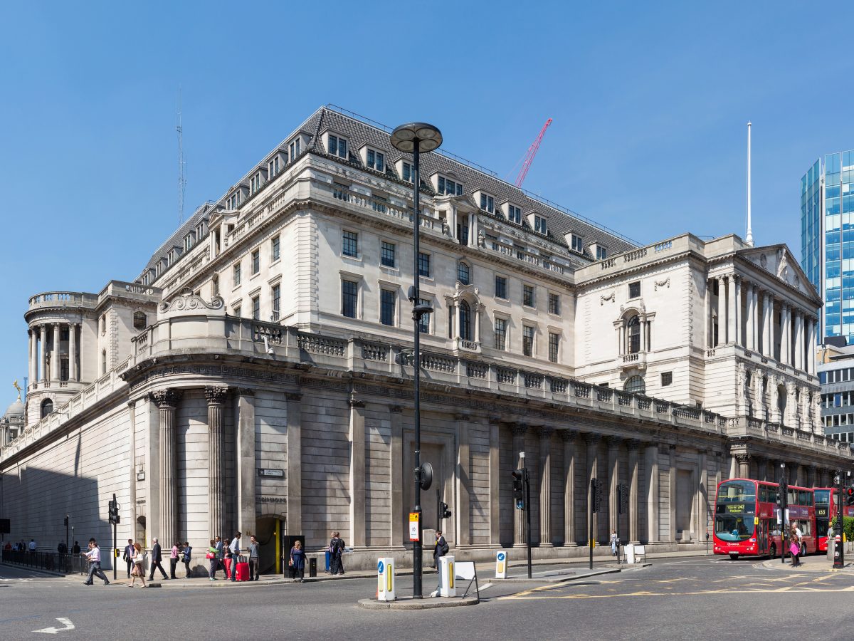The Bank of England building in the City of London
