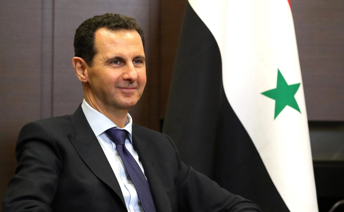 Bashar al-Assad during talks with Vladimir Putin, May 2018