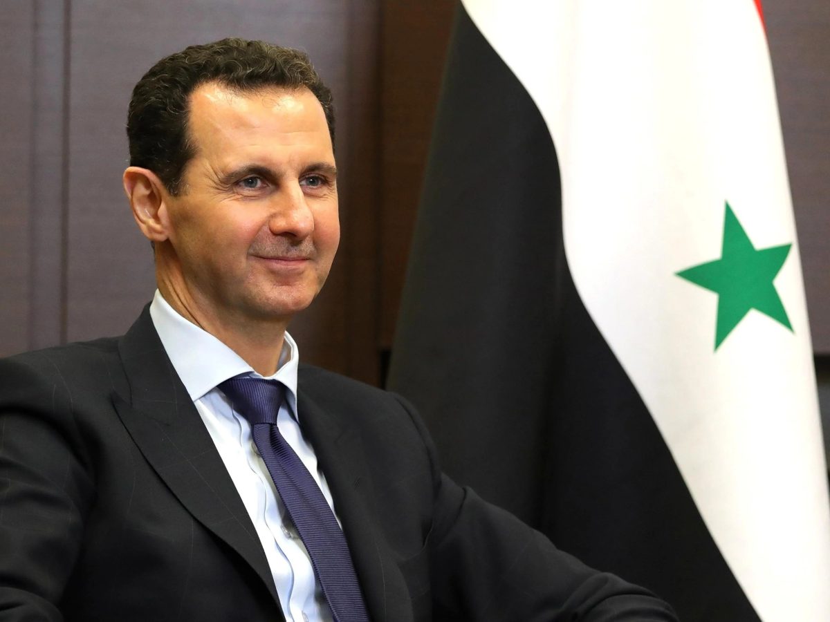 Bashar al-Assad during talks with Vladimir Putin, May 2018