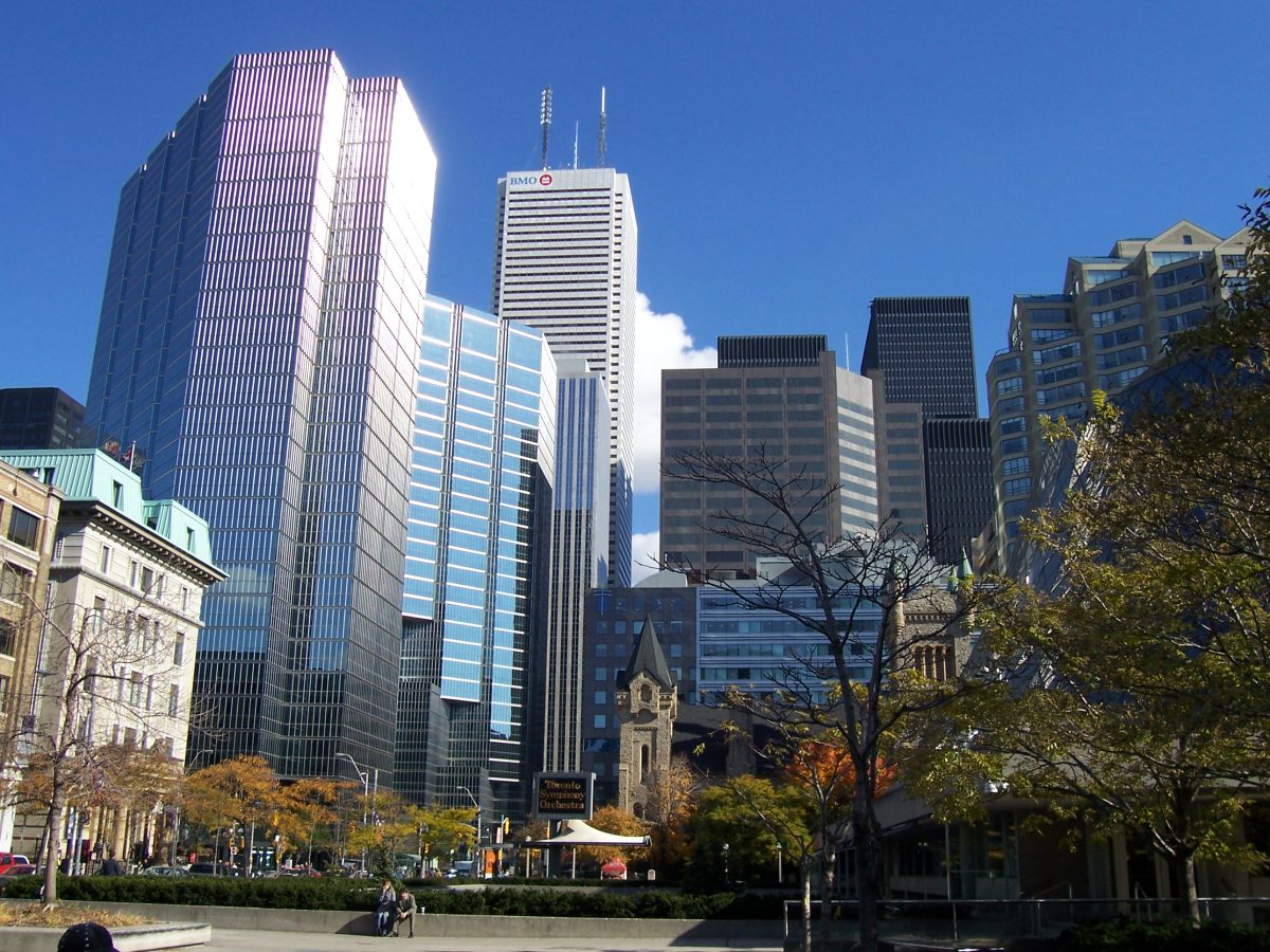 Toronto financial district skyline with office towers