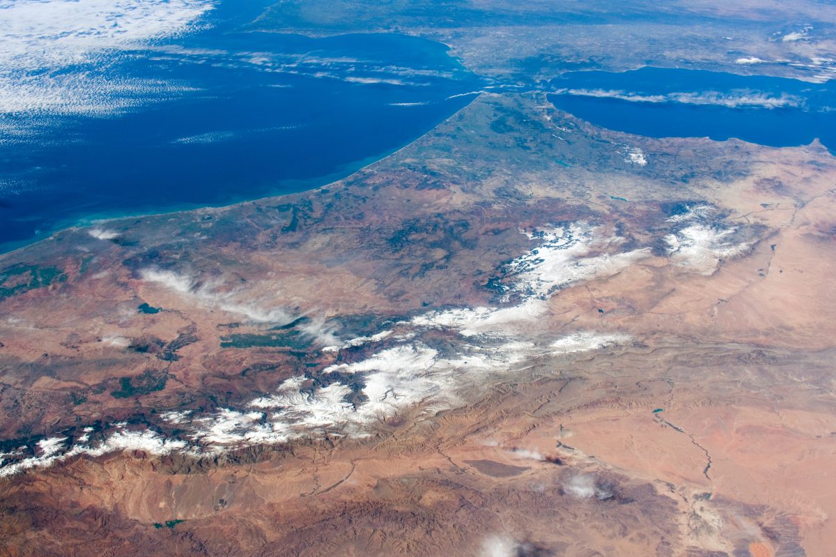 Strait of Gibraltar seen from the International Space Station, showing Morocco and southern Spain