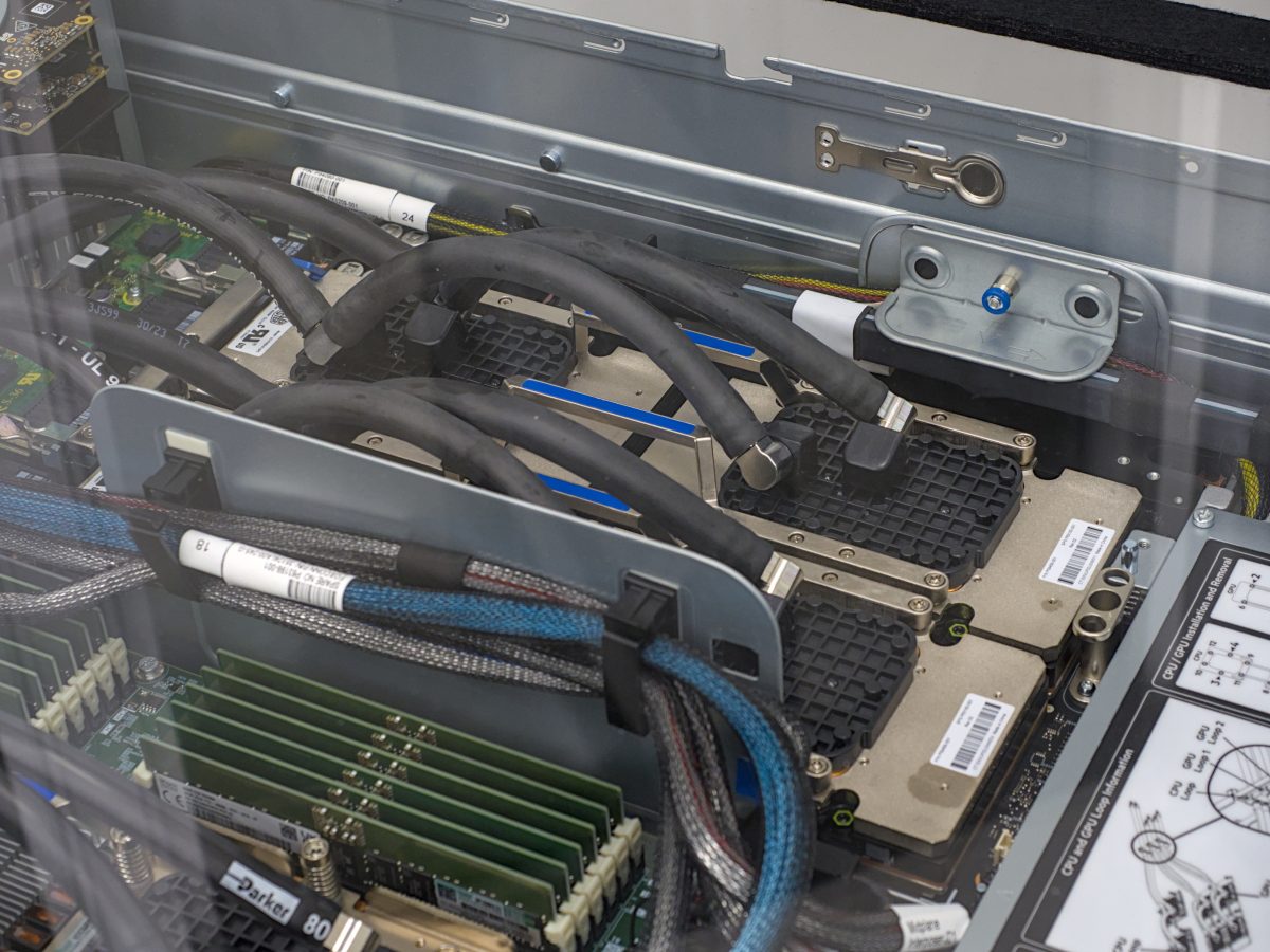 Four NVIDIA H100 GPUs in a computing node of TSUBAME 4.0 supercomputer