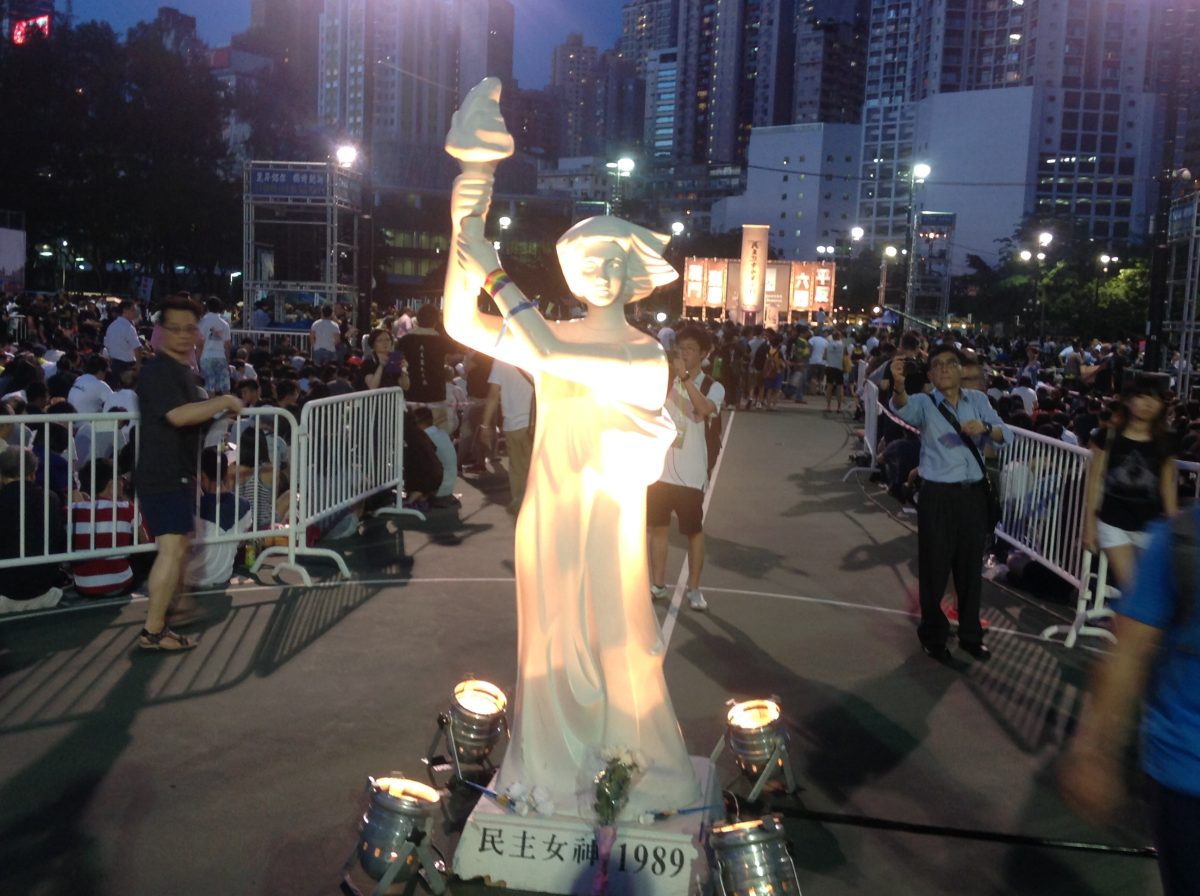 Candlelight vigil in Hong Kong marking the Tiananmen Square anniversary