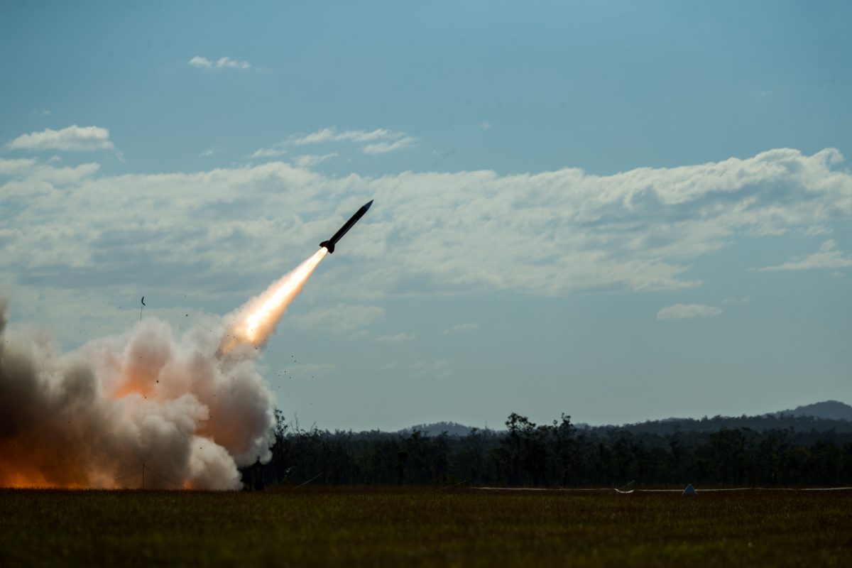 MIM-104 Patriot missile launch during military exercise